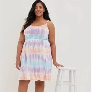 Plus Size 2X BACK TIE SKATER DRESS - SUPER SOFT TIE-DYE MULTI